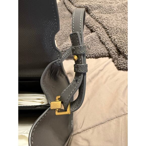 YSL Saint Laurent Grey Grain Leather Cassandra Mini Top Handle Bag - Picture 8 of 12